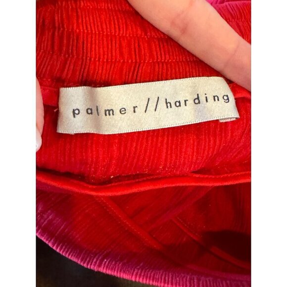 Palmer Harding Pants Women 2 Red Crinkled Fabric Elastic Waist Silence Wide Leg - Picture 9 of 11